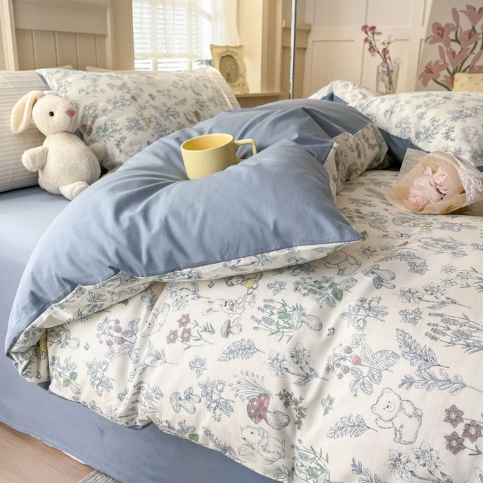 91家纺网 家纺一手货源 找家纺 小叮当家纺仓储工厂店 2025新款13372碎花全棉纯棉四件套 秘境森林