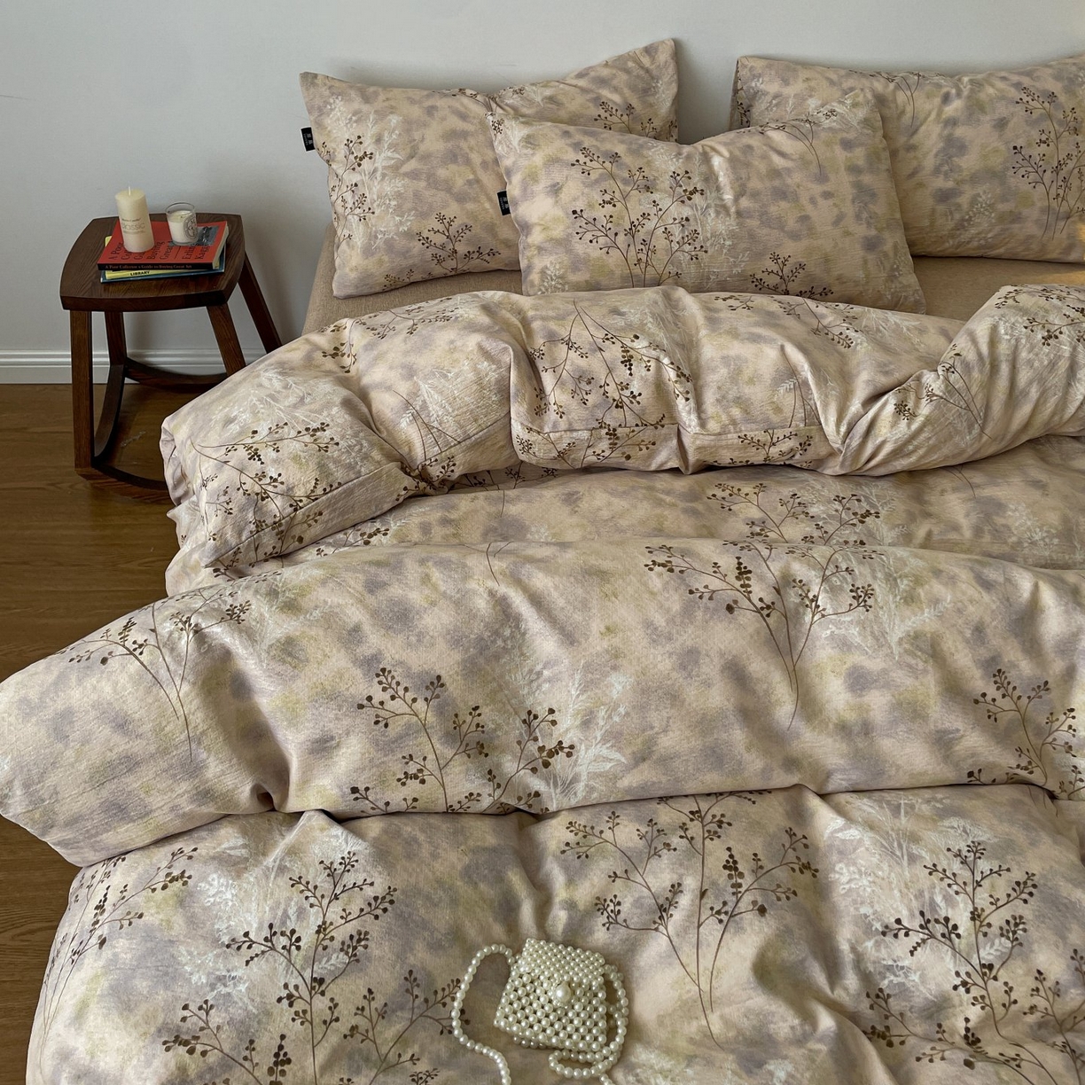 91家纺网 家纺一手货源 找家纺 梦纤绒 2025秋冬新款A类高克重亚麻复古诧季风原麻系列四件套 梦境