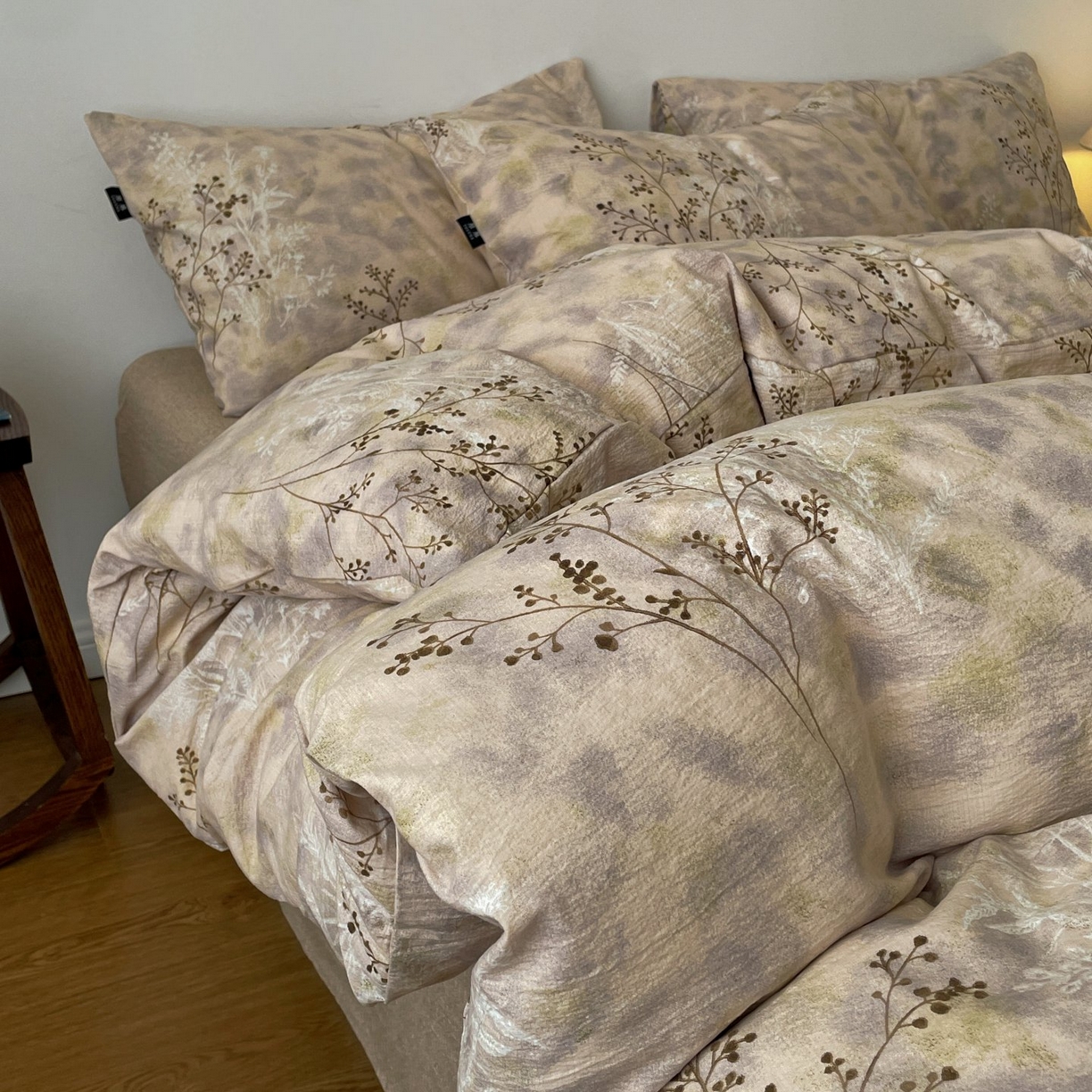 91家纺网 家纺一手货源 找家纺 梦纤绒 2025秋冬新款A类高克重亚麻复古诧季风原麻系列四件套 梦境