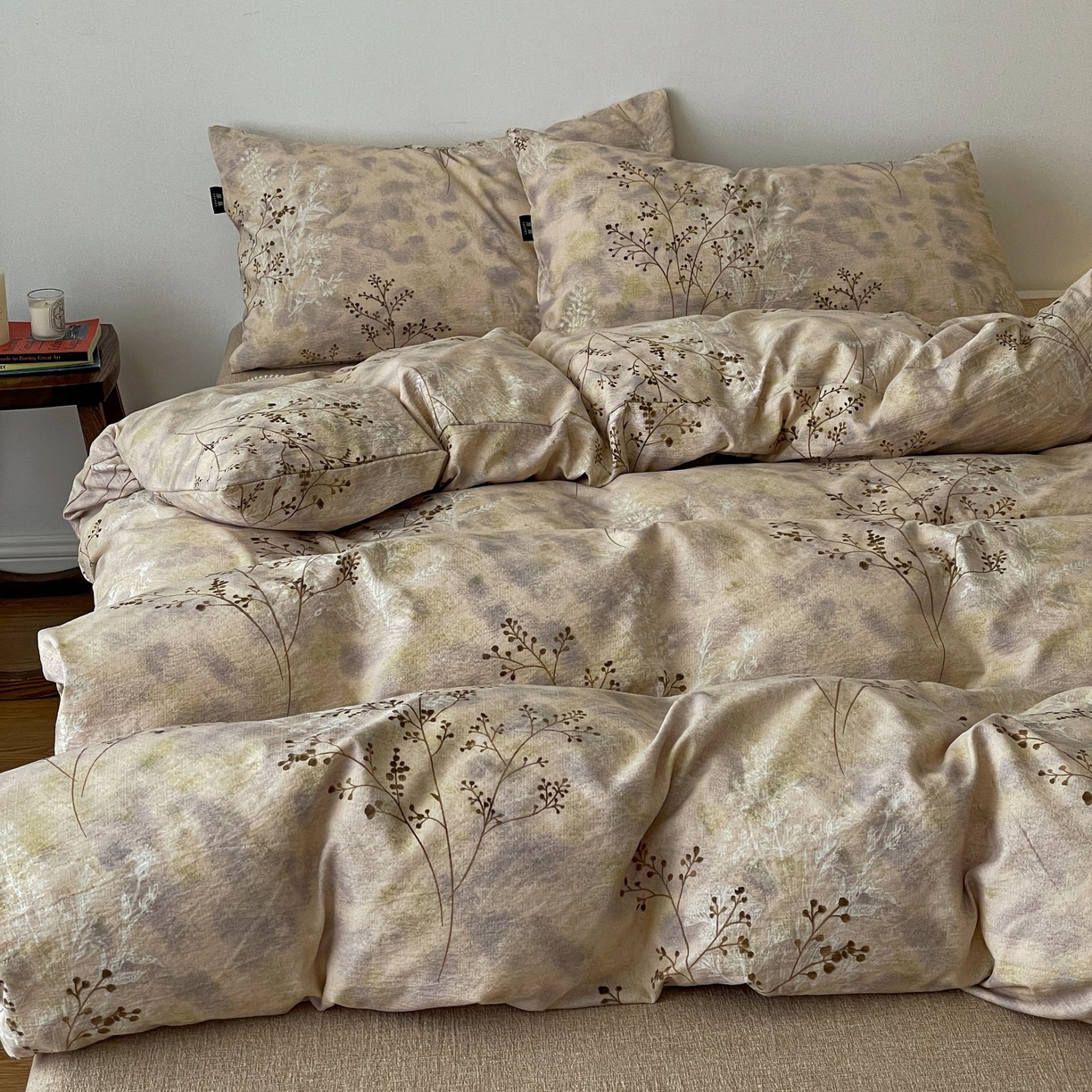 91家纺网 家纺一手货源 找家纺 梦纤绒 2025秋冬新款A类高克重亚麻复古诧季风原麻系列四件套 梦境