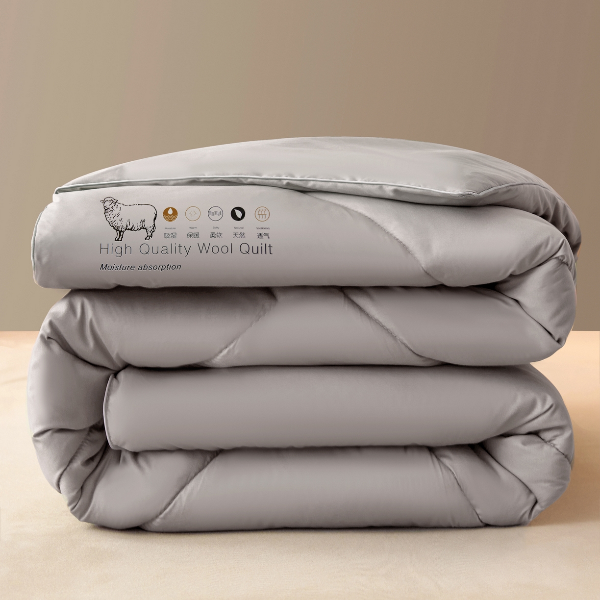 91家纺网 家纺一手货源 找家纺 帕芬鸟家纺 2025新款100%澳洲羊毛被（国） 优雅灰