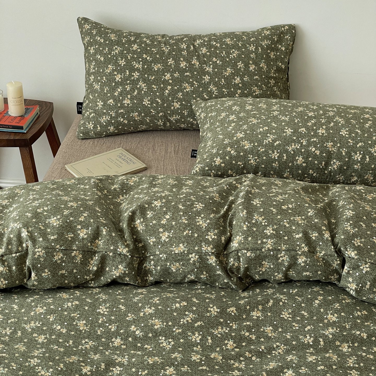 91家纺网 家纺一手货源 找家纺 梦纤绒 2025秋冬新款A类高克重亚麻复古诧季风原麻系列四件套 茉莉-亚绿