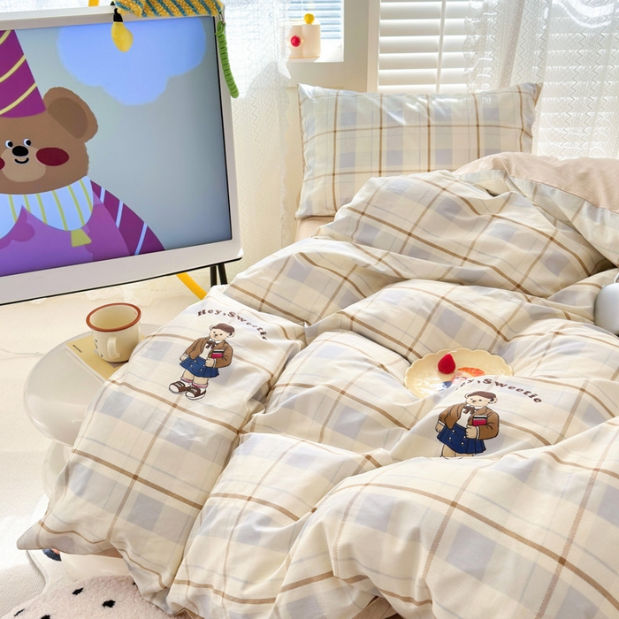 91家纺网 家纺一手货源 找家纺 小叮当家纺仓储工厂店 2025新款13372碎花全棉纯棉四件套 博士小熊