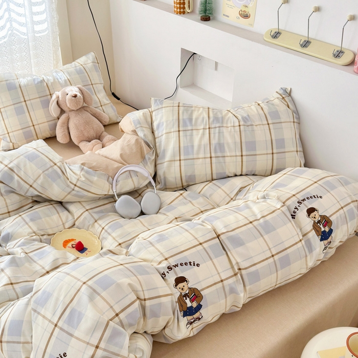 91家纺网 家纺一手货源 找家纺 小叮当家纺仓储工厂店 2025新款13372碎花全棉纯棉四件套 博士小熊