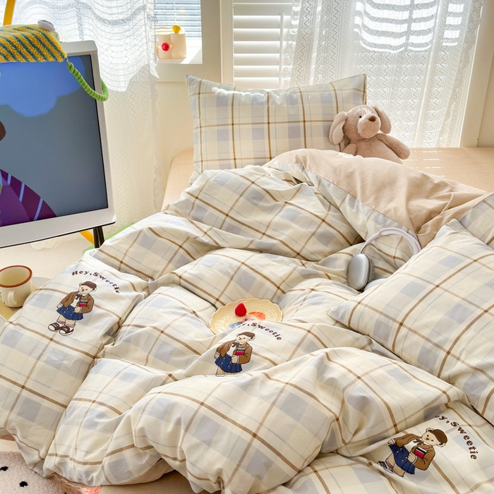 91家纺网 家纺一手货源 找家纺 小叮当家纺仓储工厂店 2025新款13372碎花全棉纯棉四件套 博士小熊