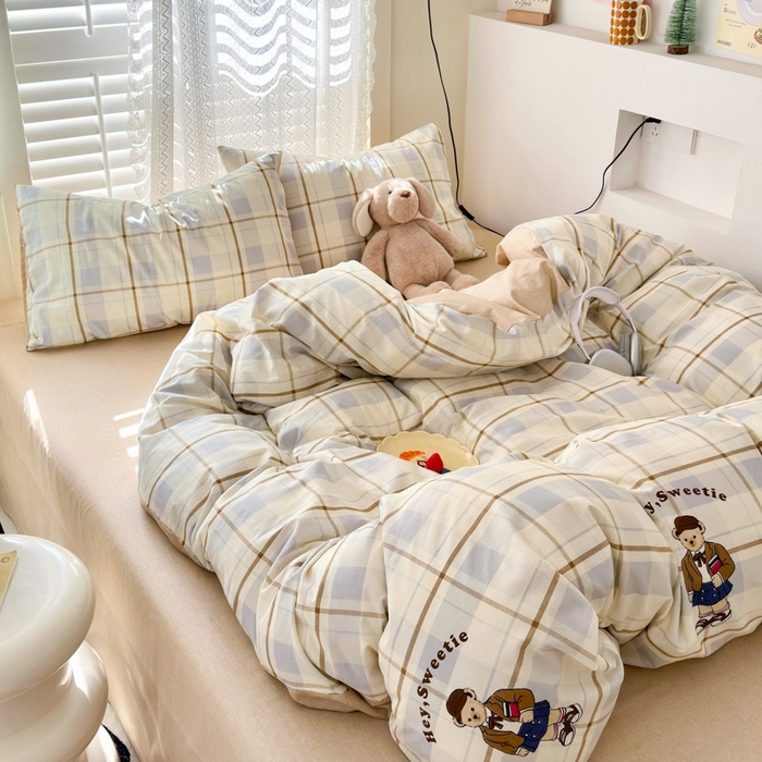 91家纺网 家纺一手货源 找家纺 小叮当家纺仓储工厂店 2025新款13372碎花全棉纯棉四件套 博士小熊