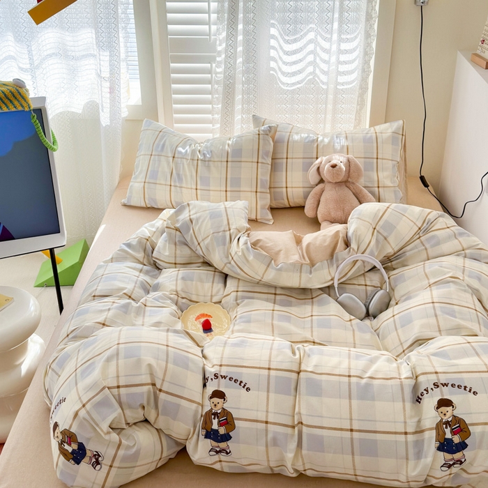 91家纺网 家纺一手货源 找家纺 小叮当家纺仓储工厂店 2025新款13372碎花全棉纯棉四件套 博士小熊