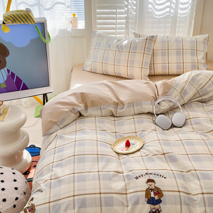 91家纺网 家纺一手货源 找家纺 小叮当家纺仓储工厂店 2025新款13372碎花全棉纯棉四件套 博士小熊