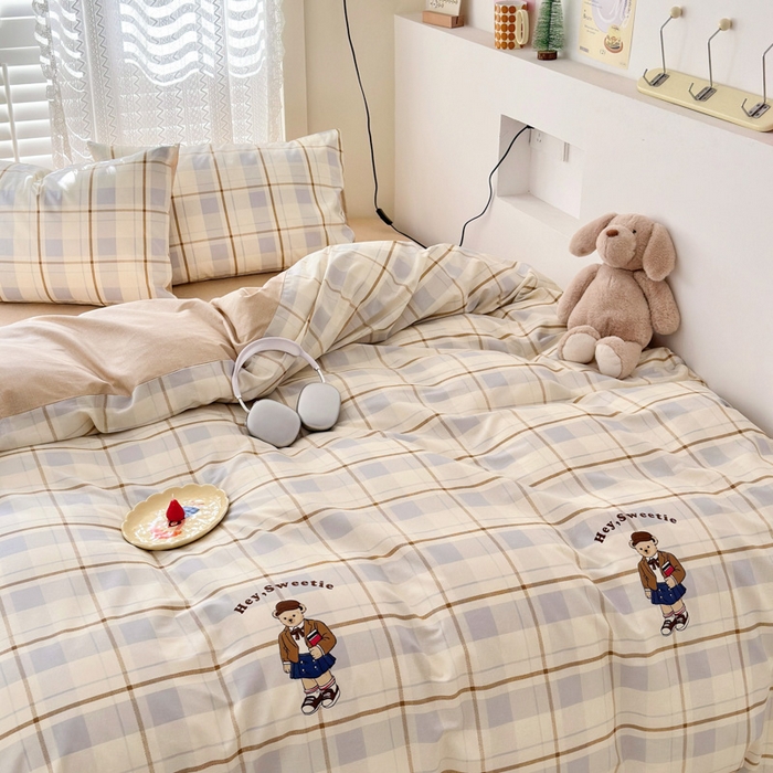 91家纺网 家纺一手货源 找家纺 小叮当家纺仓储工厂店 2025新款13372碎花全棉纯棉四件套 博士小熊