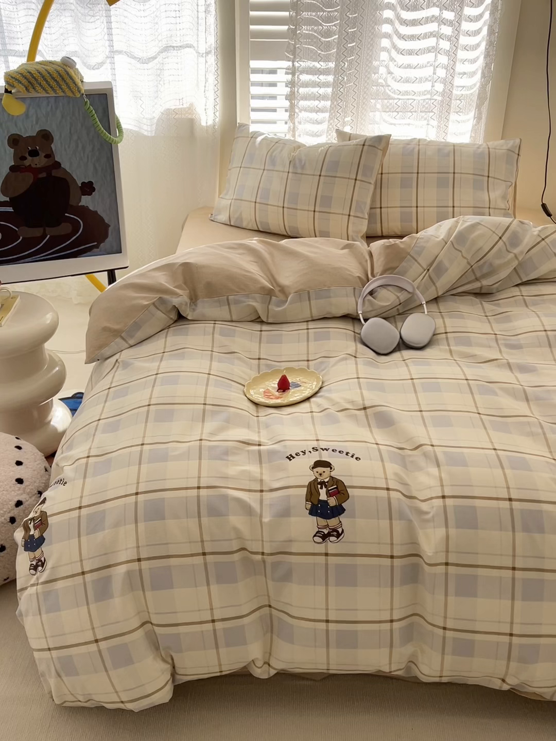 91家纺网 家纺一手货源 找家纺 小叮当家纺仓储工厂店 2025新款13372碎花全棉纯棉四件套 博士小熊