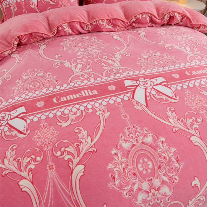 91家纺网 家纺一手货源 找家纺 羽梦2025新款8.5斤牛奶法莱绒金貂法兰绒四件套直播爆款爱丽丝