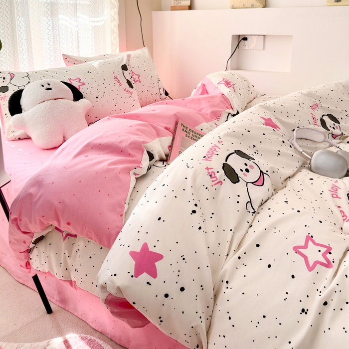 小叮当家纺仓储工厂店 2025新款13372碎花全棉纯棉四件套 布丁狗