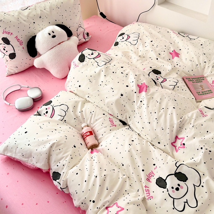 91家纺网 家纺一手货源 找家纺 小叮当家纺仓储工厂店 2025新款13372碎花全棉纯棉四件套 布丁狗