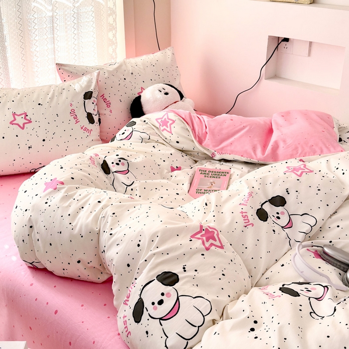 91家纺网 家纺一手货源 找家纺 小叮当家纺仓储工厂店 2025新款13372碎花全棉纯棉四件套 布丁狗