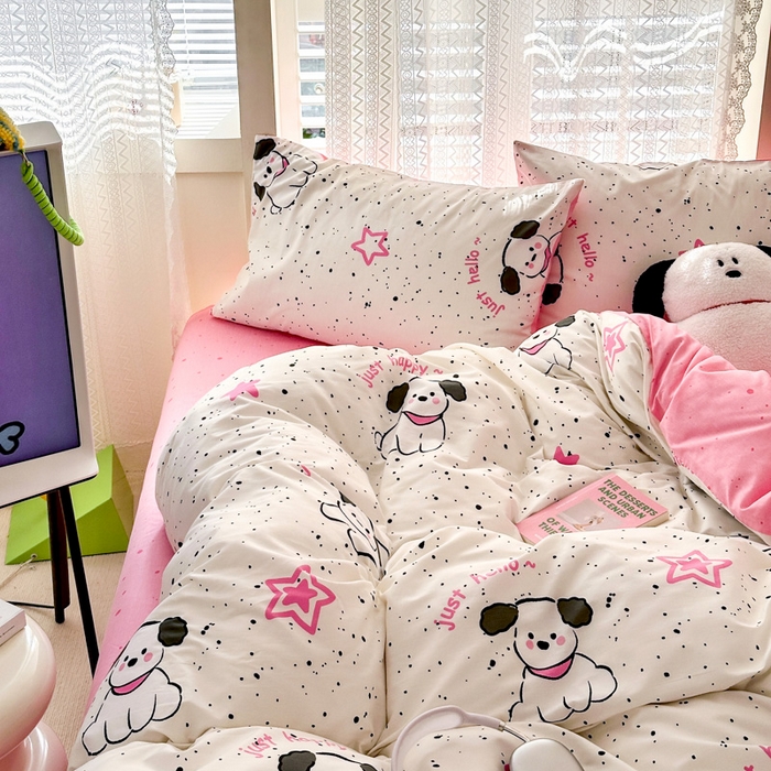 91家纺网 家纺一手货源 找家纺 小叮当家纺仓储工厂店 2025新款13372碎花全棉纯棉四件套 布丁狗