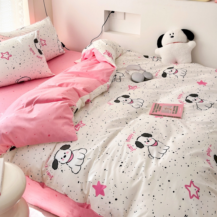 91家纺网 家纺一手货源 找家纺 小叮当家纺仓储工厂店 2025新款13372碎花全棉纯棉四件套 布丁狗