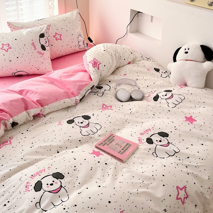 91家纺网 家纺一手货源 找家纺 小叮当家纺仓储工厂店 2025新款13372碎花全棉纯棉四件套 布丁狗