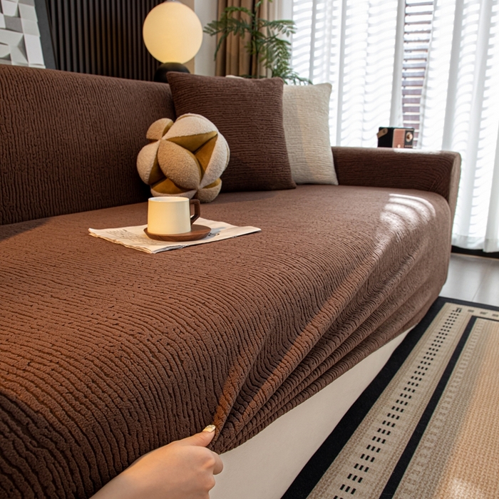 91家纺网 家纺一手货源 找家纺 沐沐家纺 2026新款亲肤舒适酥阳沙发套 咖色