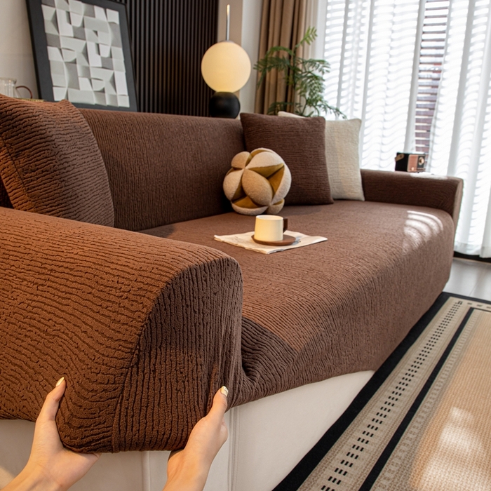 91家纺网 家纺一手货源 找家纺 沐沐家纺 2026新款亲肤舒适酥阳沙发套 咖色