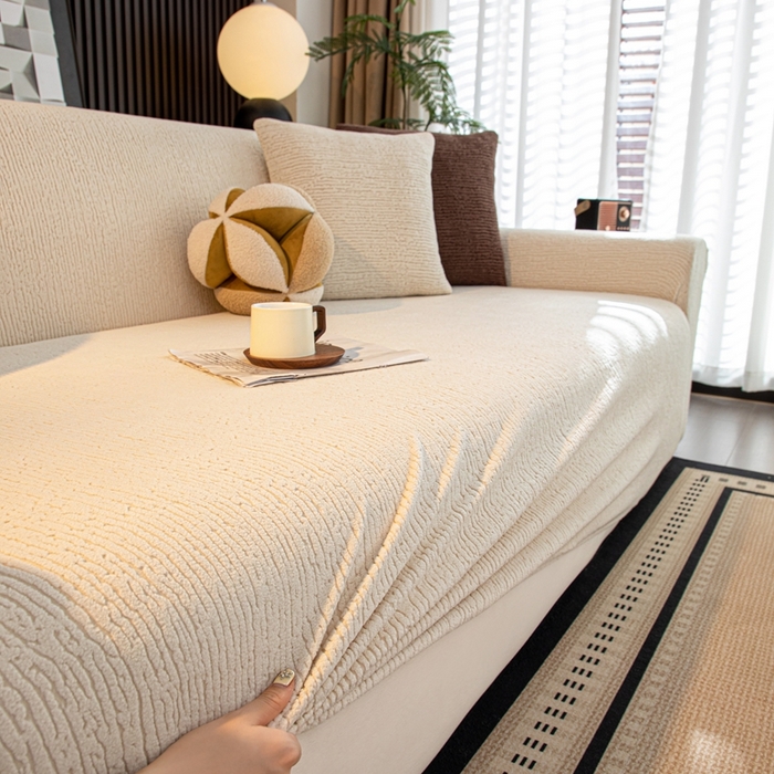 91家纺网 家纺一手货源 找家纺 沐沐家纺 2026新款亲肤舒适酥阳沙发套 米白