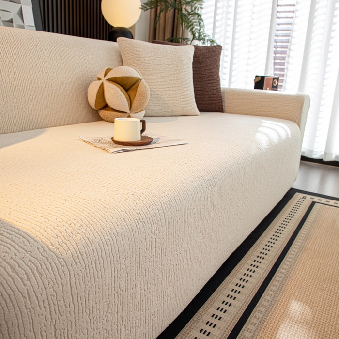 91家纺网 家纺一手货源 找家纺 沐沐家纺 2026新款亲肤舒适酥阳沙发套 米白