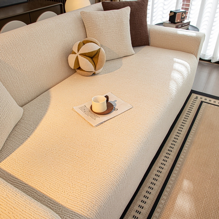 91家纺网 家纺一手货源 找家纺 沐沐家纺 2026新款亲肤舒适酥阳沙发套 米白