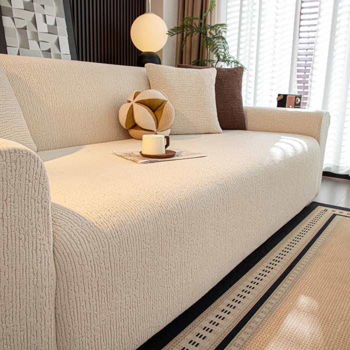 91家纺网 家纺一手货源 找家纺 沐沐家纺 2026新款亲肤舒适酥阳沙发套 米白