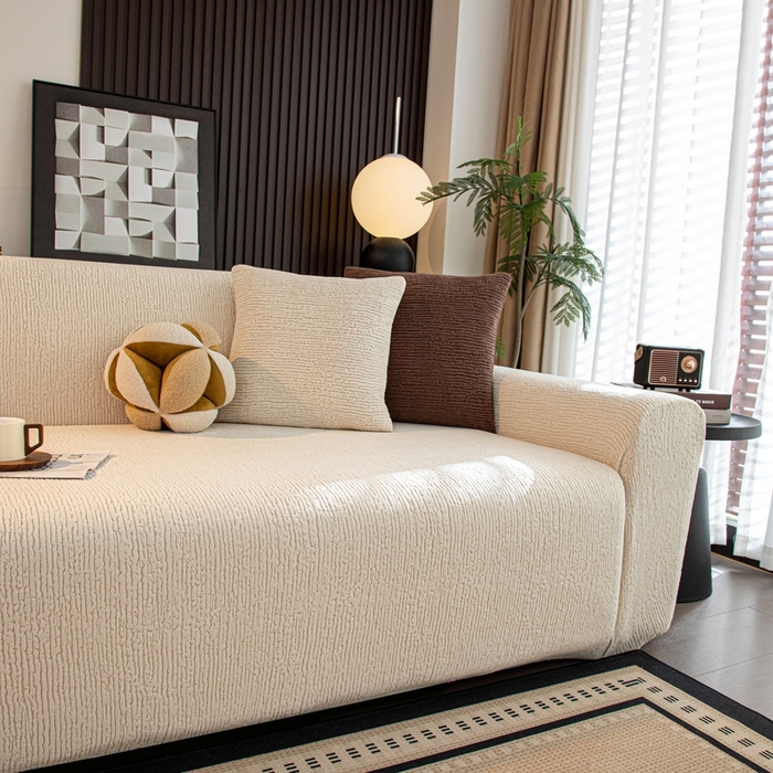 91家纺网 家纺一手货源 找家纺 沐沐家纺 2026新款亲肤舒适酥阳沙发套 米白