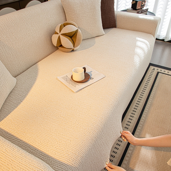 91家纺网 家纺一手货源 找家纺 沐沐家纺 2026新款亲肤舒适酥阳沙发套 米白