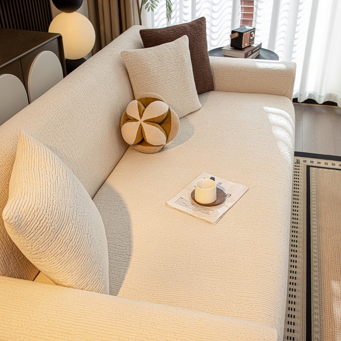 91家纺网 家纺一手货源 找家纺 沐沐家纺 2026新款亲肤舒适酥阳沙发套 米白