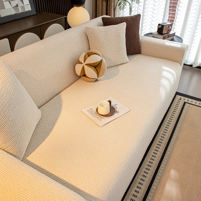 91家纺网 家纺一手货源 找家纺 沐沐家纺 2026新款亲肤舒适酥阳沙发套 米白