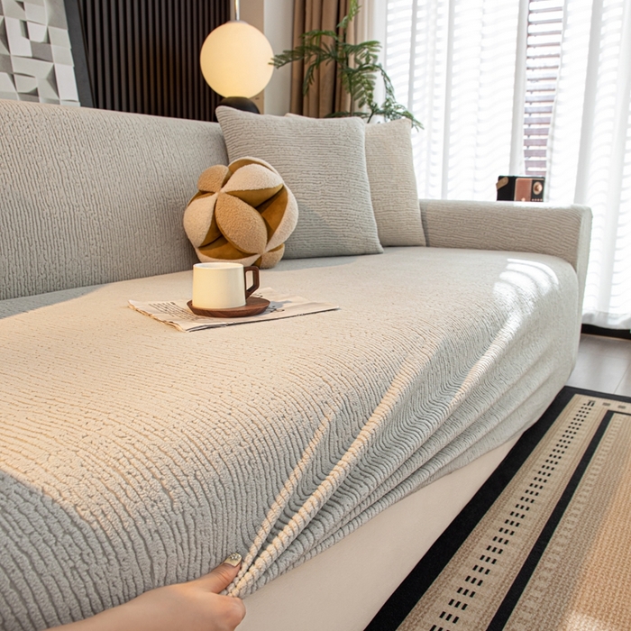 91家纺网 家纺一手货源 找家纺 沐沐家纺 2026新款亲肤舒适酥阳沙发套 浅灰