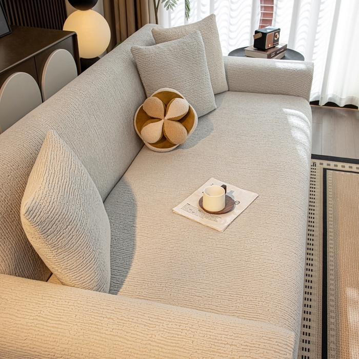 91家纺网 家纺一手货源 找家纺 沐沐家纺 2026新款亲肤舒适酥阳沙发套 浅灰