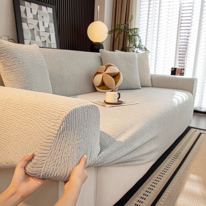 91家纺网 家纺一手货源 找家纺 沐沐家纺 2026新款亲肤舒适酥阳沙发套 浅灰