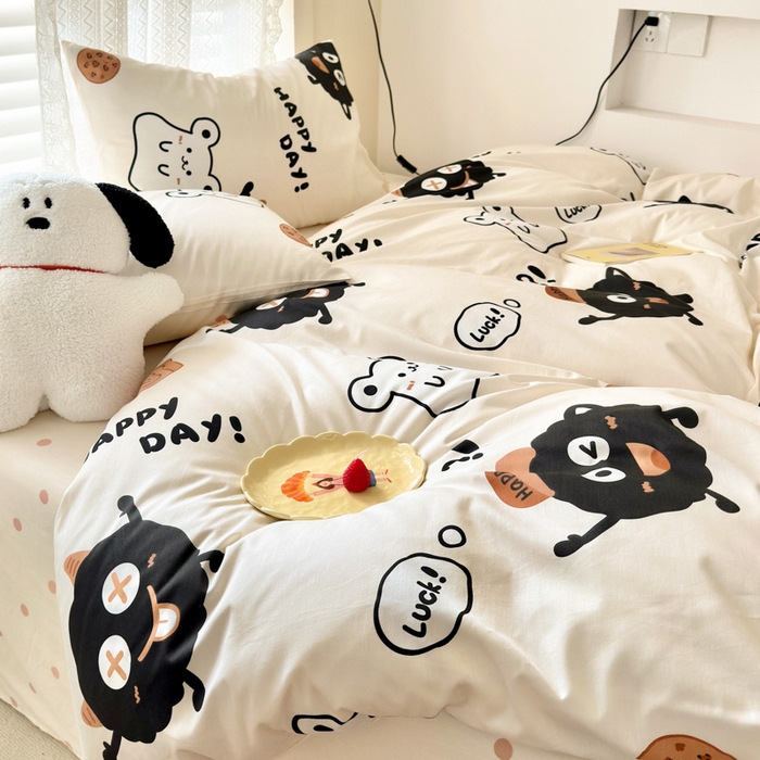 91家纺网 家纺一手货源 找家纺 小叮当家纺仓储工厂店 2025新款13372碎花全棉纯棉四件套 萌物星球