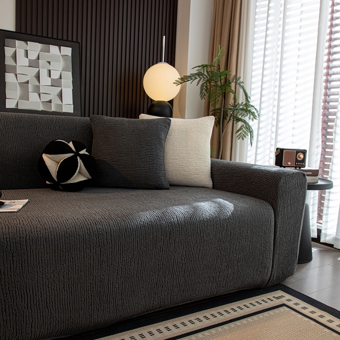 91家纺网 家纺一手货源 找家纺 沐沐家纺 2026新款亲肤舒适酥阳沙发套 深灰