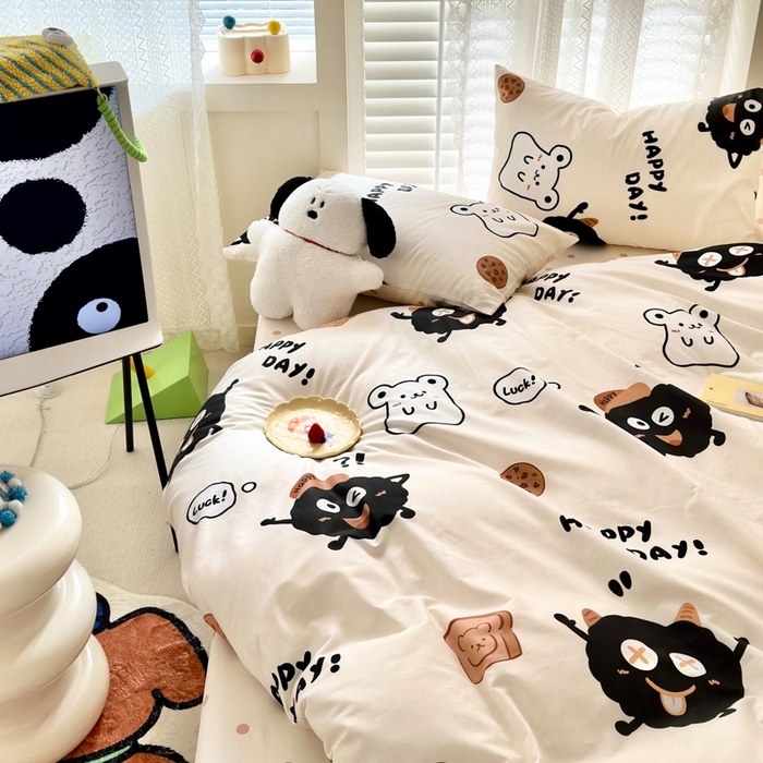 91家纺网 家纺一手货源 找家纺 小叮当家纺仓储工厂店 2025新款13372碎花全棉纯棉四件套 萌物星球