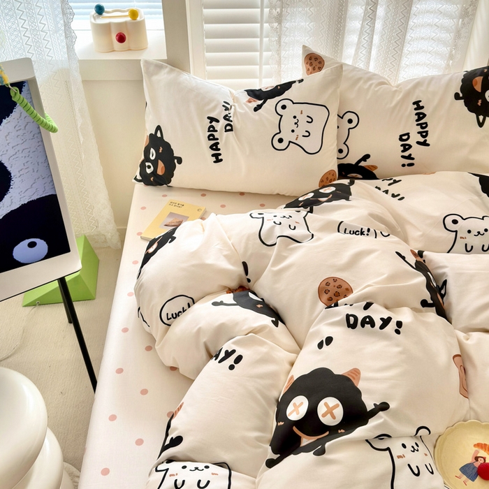 91家纺网 家纺一手货源 找家纺 小叮当家纺仓储工厂店 2025新款13372碎花全棉纯棉四件套 萌物星球