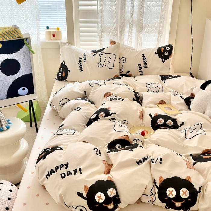 91家纺网 家纺一手货源 找家纺 小叮当家纺仓储工厂店 2025新款13372碎花全棉纯棉四件套 萌物星球