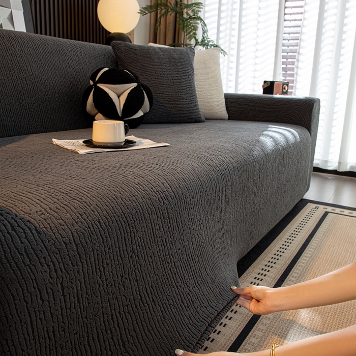 91家纺网 家纺一手货源 找家纺 沐沐家纺 2026新款亲肤舒适酥阳沙发套 深灰