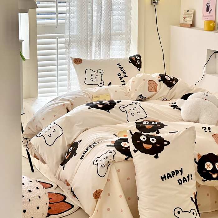 91家纺网 家纺一手货源 找家纺 小叮当家纺仓储工厂店 2025新款13372碎花全棉纯棉四件套 萌物星球