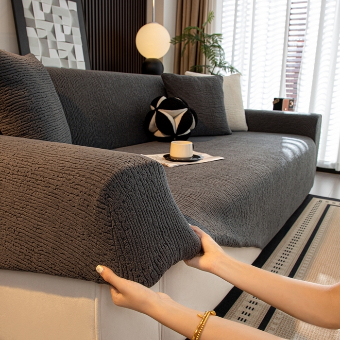 91家纺网 家纺一手货源 找家纺 沐沐家纺 2026新款亲肤舒适酥阳沙发套 深灰