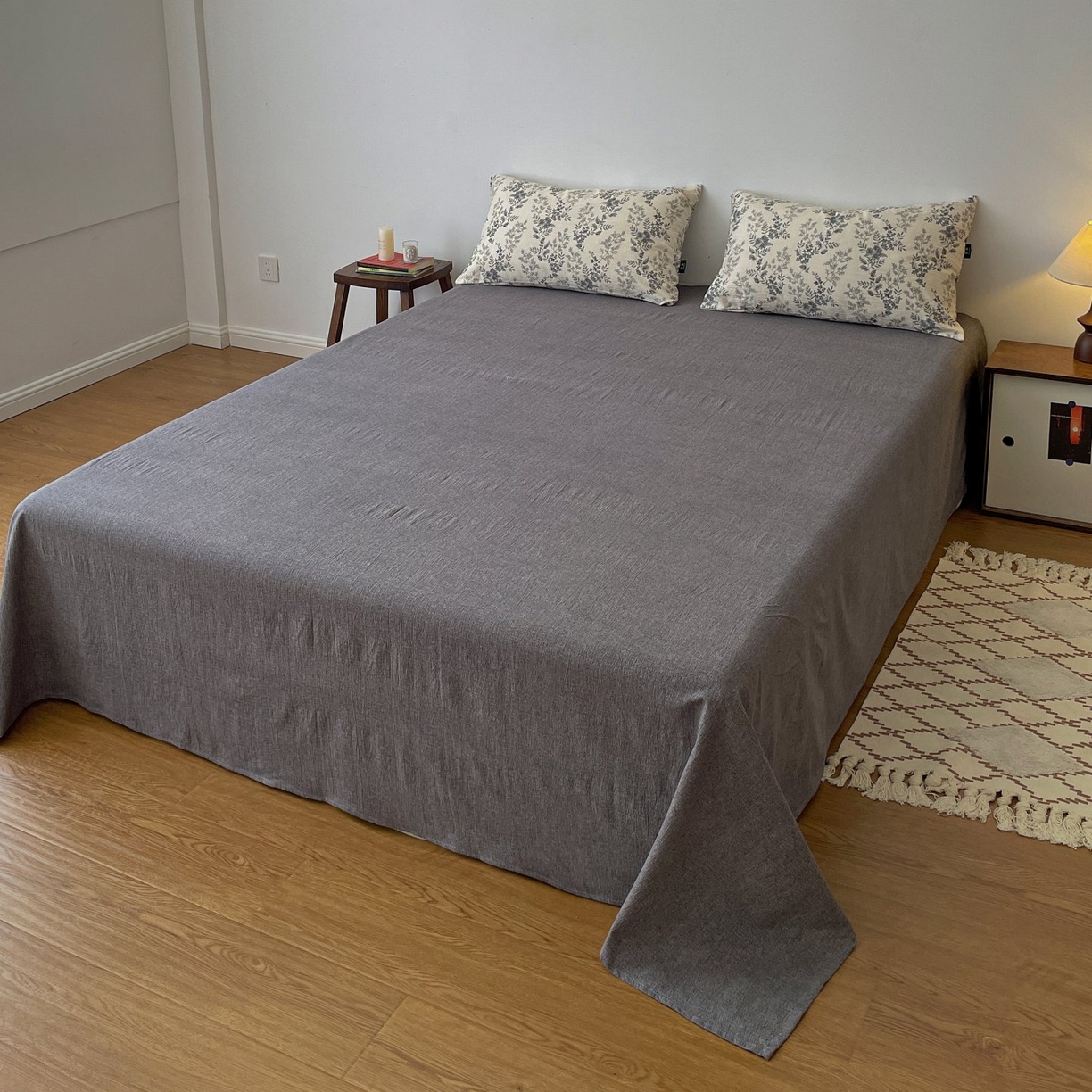 91家纺网 家纺一手货源 找家纺 梦纤绒 2025秋冬新款A类高克重亚麻复古诧季风原麻系列四件套 欧若拉