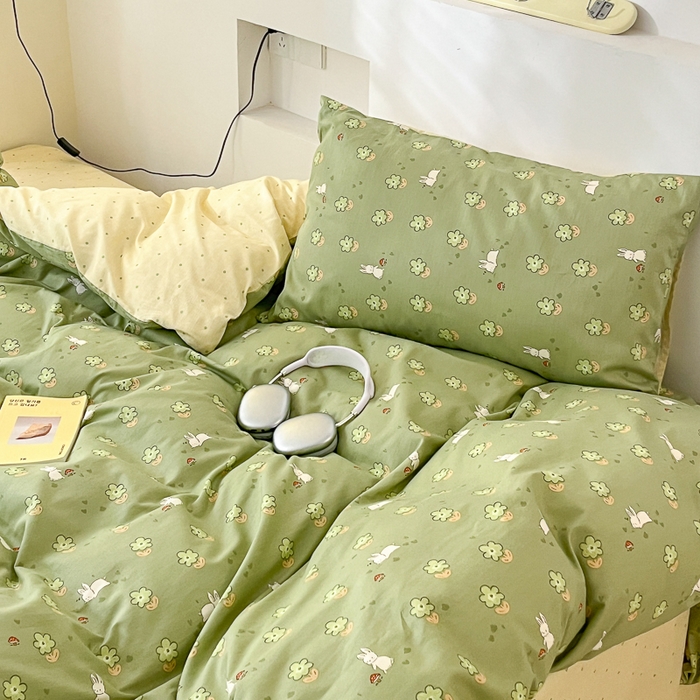 91家纺网 家纺一手货源 找家纺 小叮当家纺仓储工厂店 2025新款13372碎花全棉纯棉四件套 琪琪兔