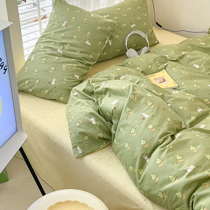 91家纺网 家纺一手货源 找家纺 小叮当家纺仓储工厂店 2025新款13372碎花全棉纯棉四件套 琪琪兔