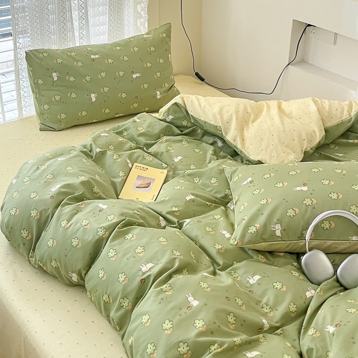 91家纺网 家纺一手货源 找家纺 小叮当家纺仓储工厂店 2025新款13372碎花全棉纯棉四件套 琪琪兔