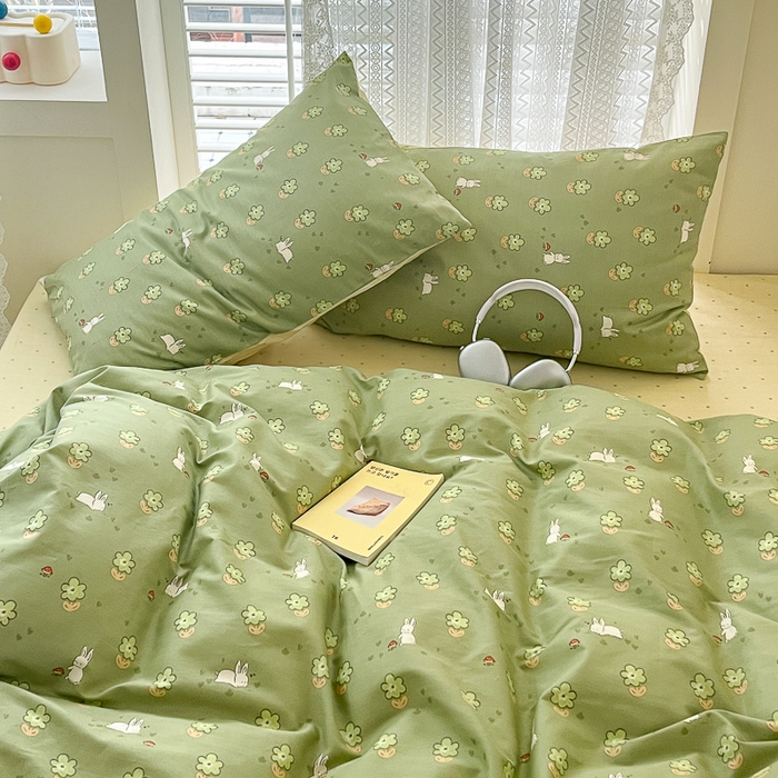 91家纺网 家纺一手货源 找家纺 小叮当家纺仓储工厂店 2025新款13372碎花全棉纯棉四件套 琪琪兔