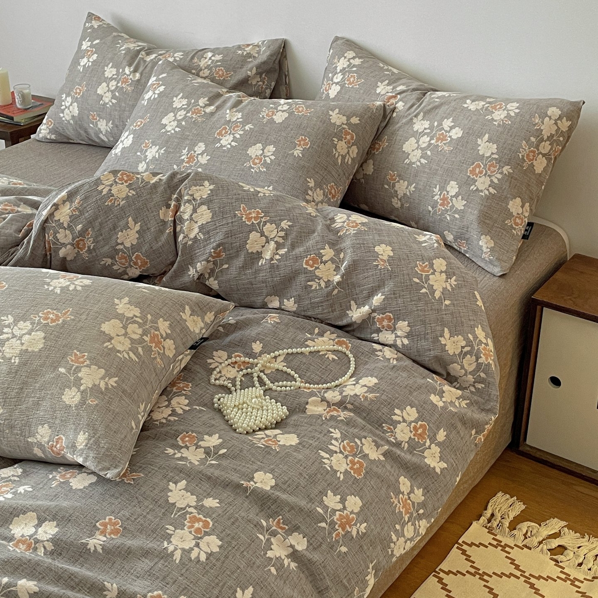 91家纺网 家纺一手货源 找家纺 梦纤绒 2025秋冬新款A类高克重亚麻复古诧季风原麻系列四件套 山居