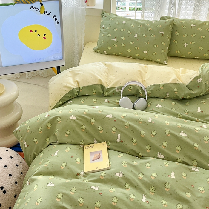 91家纺网 家纺一手货源 找家纺 小叮当家纺仓储工厂店 2025新款13372碎花全棉纯棉四件套 琪琪兔