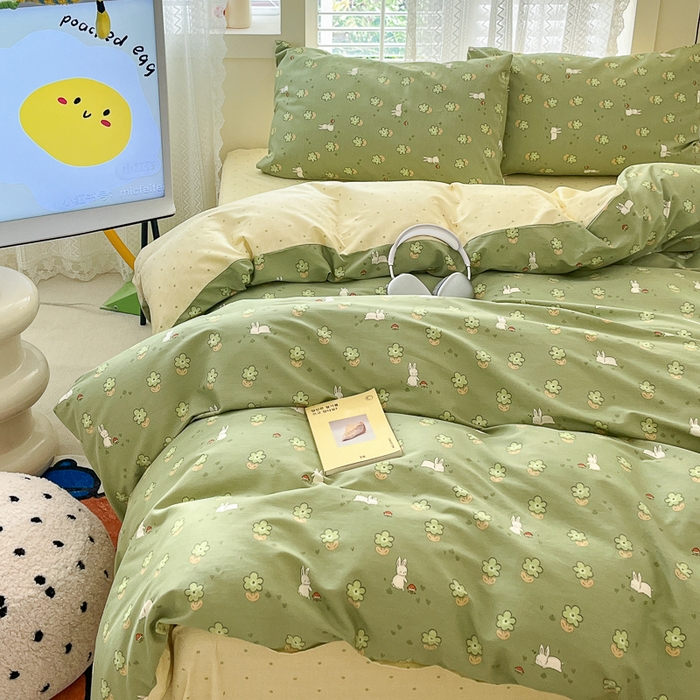 91家纺网 家纺一手货源 找家纺 小叮当家纺仓储工厂店 2025新款13372碎花全棉纯棉四件套 琪琪兔